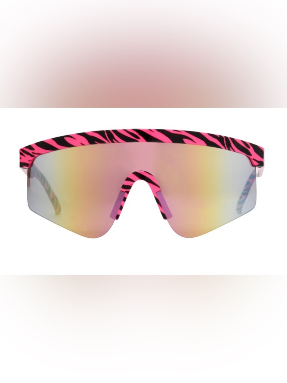 Foster Grant Pink Zebra Mirrored Shield Sunglasses